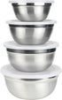 Chef Craft Select Prep Bowl Set with Lid, 0.75 qt, 1 qt, 1.5 qt, and 2 qt, Stainless Steel