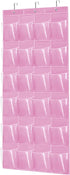 Over The Door Shoe Organizer: Space Saving Rack with 24 Pockets, Hook, and Hanging Shoe Holder (Pink)