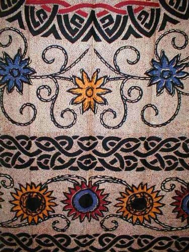 India Arts Celtic Sunflower Tab Top Curtain-Drape-Door Panel, Blue, 44" x 88"