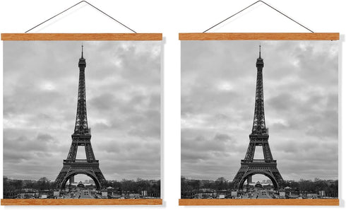 FALAMON 2 Pack Magnetic Poster Hanger Frame, 12x16 12x18 12x24 Teak Wood for Hanging Posters, Prints, Photos