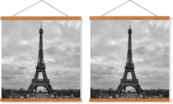 FALAMON 2 Pack Magnetic Poster Hanger Frame, 12x16 12x18 12x24 Teak Wood for Hanging Posters, Prints, Photos