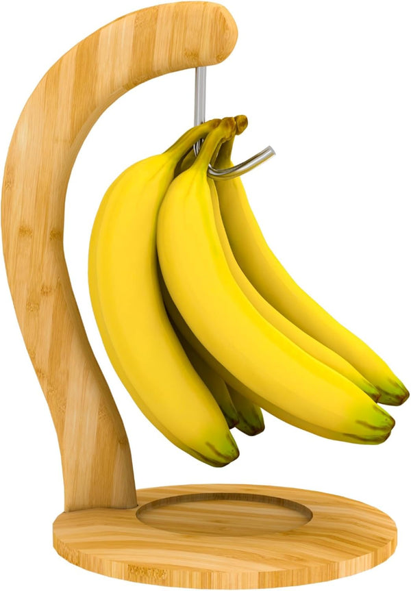 Ruichang Banana Holder Stand, Bamboo Sturdy Hook for Kitchen Countertop, Banana Tree Keeper
