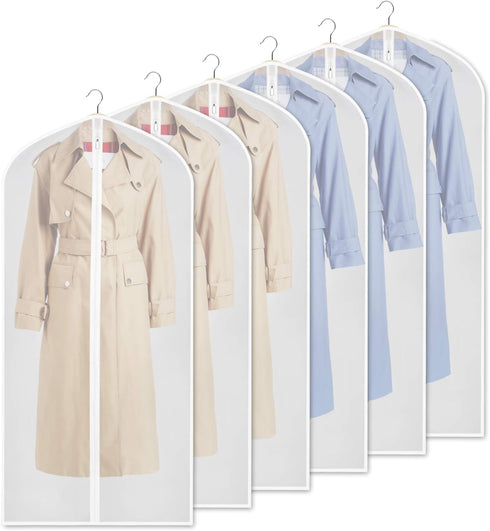 Zilink Clear Garment Bag - 54-inch Dress Bags with Full Length Zipper for Clothes Closet Storage, Set of 6
