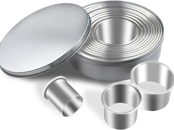 12 Pieces Round Cookie Cutters Set, Stainless Steel Biscuit Plain Edge Round Cutters for Baking and Pastry