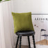 DEZENE 18x18 Moss Green Throw Pillow Cases, 2 Pack Original Striped Velvet Decorative Covers