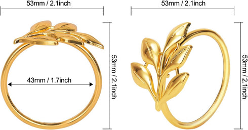 KPOSIYA Set of 20 Gold Leaf Napkin Rings, Metal Table Napkin Holders for Parties & Everyday Use