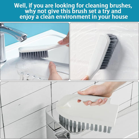 6 PCS Cleaning Brush Set - Scrub Brushes for Kitchen and Bathroom, Ideal for Dishes, Tiles, Corners, and Floors