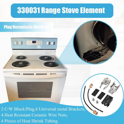 2 Pack Universal Range Stove Element Plug Receptacle Block Fits Whirlpool Kenmore Electric Stove Range Burner Kit