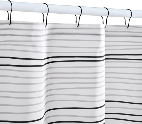 jinchan Black Grey White Striped Shower Curtain, Waterproof Fabric Set with Hooks, 70x72 inches Modern Abstract