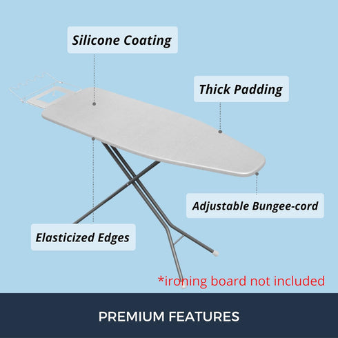 Ironing Board Cover and Pad - Standard Size Silicone Coated 4 Layers, 15x54 inch, Extra Heavy Duty Thick Padding