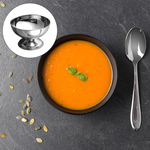 PRETYZOOM Stainless Steel Ice Cream Bowl, 10cm Footed Dessert Cup for Sundae, Reusable Snack Bowls