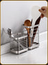 Kitchen Utensil Holder, Stainless Steel Drying Caddy, Rust-Proof Cutlery Organizer for Kitchen Utensils, Silver