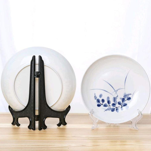 6Pcs/Set Feng Shui Plastic Easel Plate Display Stand Picture Holder Sturdy Anti Slip Frame 9Inch Set of 12 Artwork Envelope Magazine Dish Rack W4381-White 9in