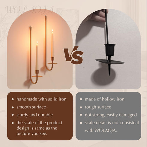 Set 2 Metal Wall Candle Sconce Holder of Wall Mount Candle Holder Pillar Holder Brass Modern Wall Candle Sconces