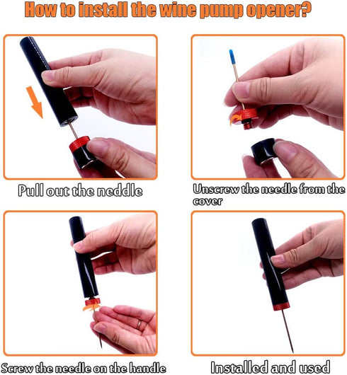 Mini Wine Opener | Portable Travel Air Pressure Pump Corkscrew | Quick Bottle Opening Design for Home, Party, Wine