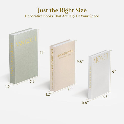 Comgrenwind Set 3 Modern Decorative Books, of Linen Fake Books Storage Box Decoration, Aesthetic Coffee Table
