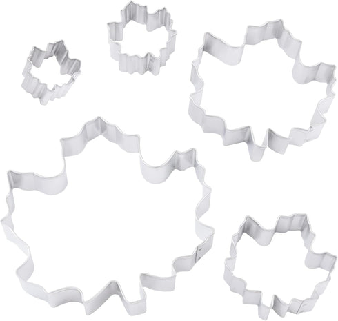 R&M Thanksgiving and Fall Leaves Gift Set - 5-Piece Assorted Size Maple Leaf Cookie Cutters