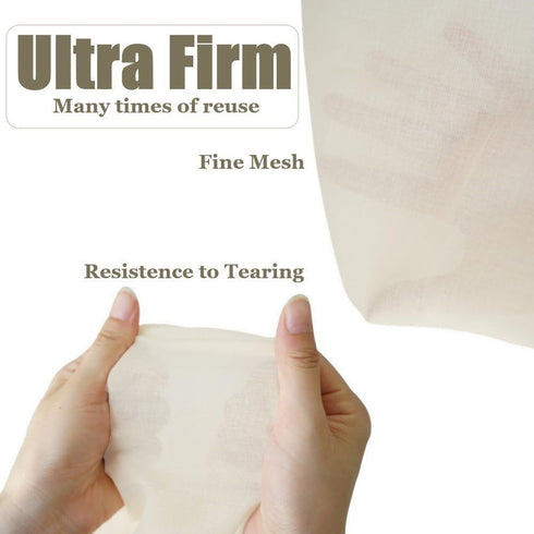 Reusable Cheesecloth Bags - 100% Cotton Fine Mesh Strainer for Cold Brew Coffee, Nut Milk, Tea & Juice, Large (2 Pack)