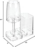 Countertop mDesign Modern Plastic Bathroom Vanity Toothpaste & Toothbrush Holder Stand with Rinsing Cup/Cover - Dental