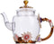 Fancy Tea Pot Glass, 10.6oz / 300ml Tea Set for Adults, Pretty Tea Cup (Deep Coffee Color)