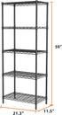 SINGAYE 5 Shelves Wire Shelf Storage Unit, Adjustable Metal Shelves for Laundry Bathroom Kitchen Office (Black)