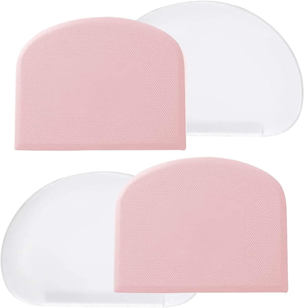 Dough Bowl Scraper Silicon Pastry Scrapers - 4 Packs of Food Grade PE Backing Dough Blenders for Cooking