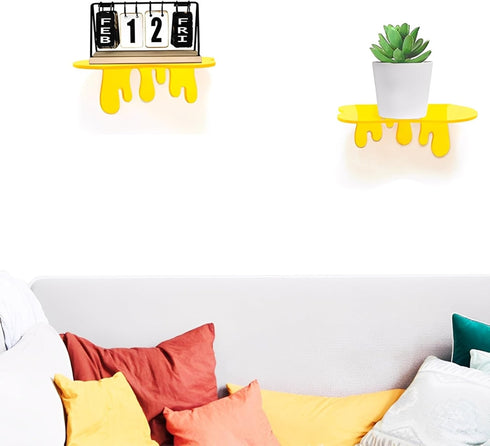 SetGame 2-Pack 7 Inch Album Acrylic Small Wall Shelves - Floating Shelf for Walls, Home Wall Display Ledges