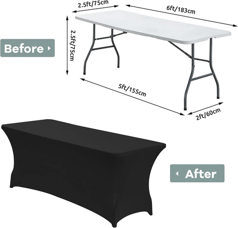 CWK 6FT Waterproof Stretch Spandex Table Cover – Elastic Fitted Tablecloth for Rectangular Tables, Wrinkle Resistant