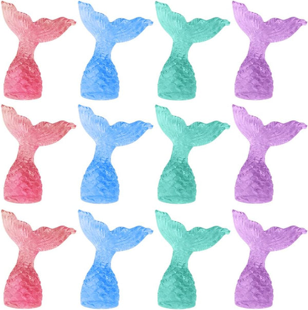 ArtCreativity Acrylic Mermaid Tail Cake & Cupcake Toppers - Set of 24 Mini Figurines for Nautical Parties