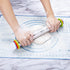 Rolling Pin and Pastry Baking Mat Set with Adjustable Thickness Rings, Stainless Steel Dough Roller for Baking (Blue)