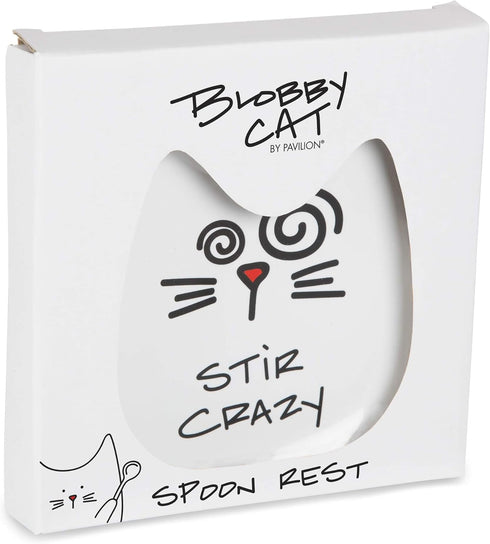 Pavilion Gift Company Blobby Cat Spoon Rest, "Stir Crazy", 5", White
