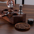 IKAPE Espresso Knock Box, 58mm 6-Hole Espresso Accessory Organizer with Natural Mahogany Tamping Table Base