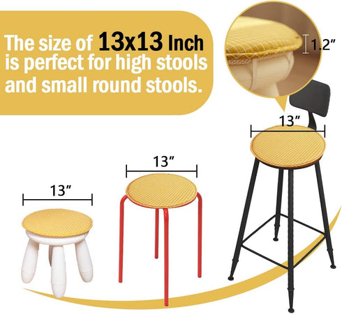 4 Pack 13 Inch, Round Bar Stool Cushions for Kitchen Dining Seat Pads with Ties Non Slip Cushions Pad for High Stool