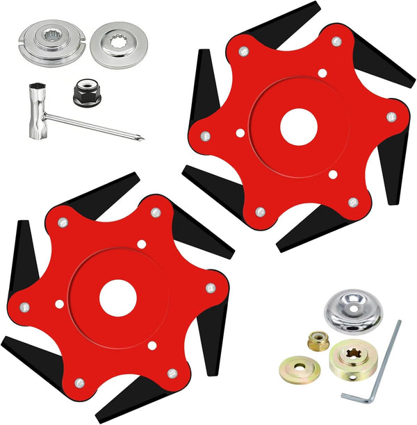 KANYO-AUTO 2PCS 6 Steel Razors Trimmer Head Weed Eater Blades Metal Mn65 Brush