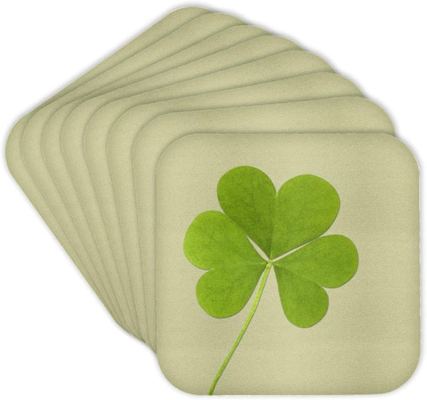 3dRose Green Clover Irish Art St. Patricks Day Soft Coasters, Set of 8