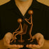 4.25" 4.25" Hairdresser Craft Handmade Figurine L x H Recycled Metal Sculpture & Hand Welded Bronze Finish Art Gift