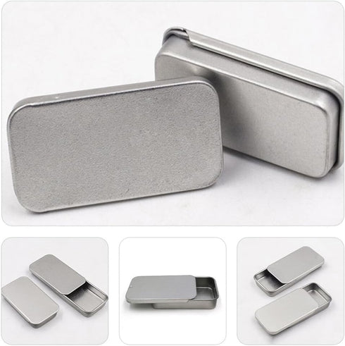 Hemoton 20pcs Rectangular Slide Top Tinplate Box, Sliding Cover Push-Pull Tin Box for Candies Jewelry Crafts Lip Balm