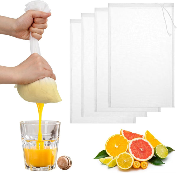 QfwdfcTrenz 4 Pack Nut Milk Bag 12 x 8 Inch Nut Bag Strainer