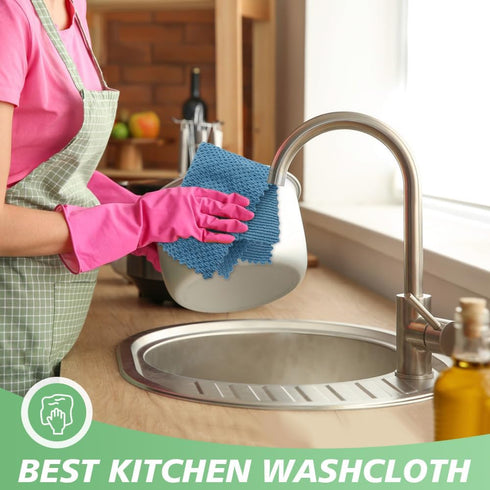 5 12Inchx12Inch 5 Pack SINLAND Microfiber Dish Cloth for Washing Dishes Rags Best Kitchen Washcloth Cleaning Cloths
