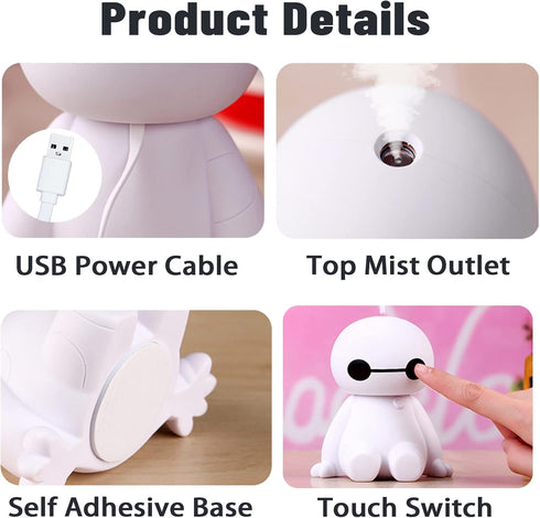 INVODA Small Humidifier, Cool Mist Portable Desk USB Personal Mini Humidifiers for Bedroom Office Car Plants