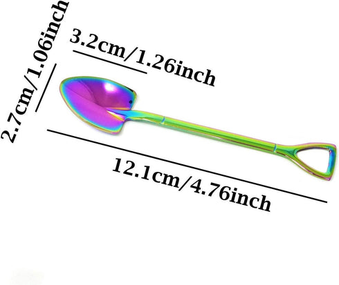 Honbay 4PCS Stainless Steel Shovel Shape Coffee Ice Cream Dessert Spoons for Home and Party (colorful)