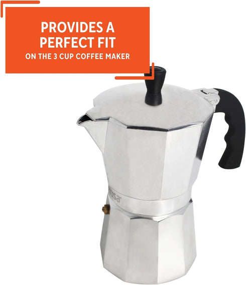 IMUSA USA Aluminum Stovetop Espresso Maker Replacement Rubber Ring & Filter for 3 Cup