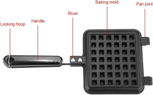 Non Stick Double Side Waffle Baking Pan, Household Gas Aluminum Alloy Waffle Cone Maker Cooking Tool
