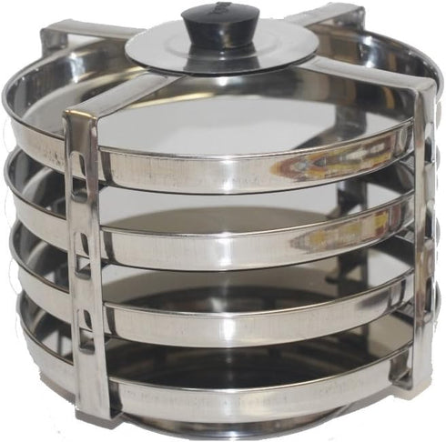 Tabakh Medium Stainless Steel Dhokla Stand - 4-Plate, Silver