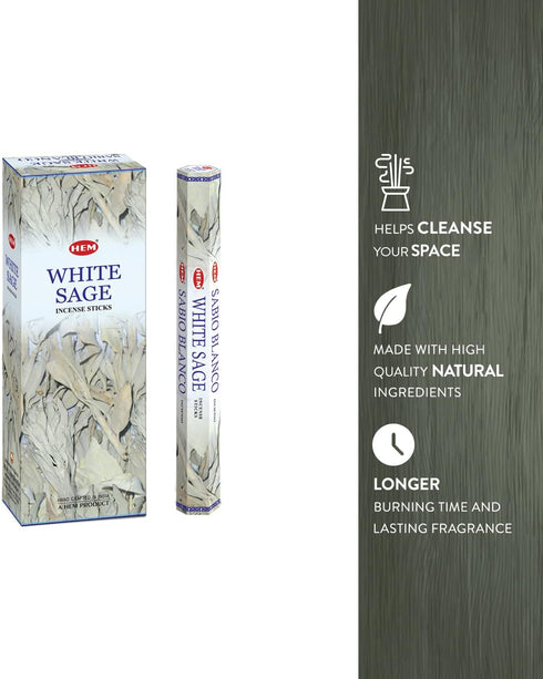 Hem White Sage Tubes Incense - 20g, Box of Six