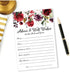Pack of 50 Wedding Advice Cards for Bride and Groom - Burgundy Well Wishes for Bridal Shower