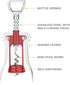 True Soar Winged Corkscrew Wine Opener Manual, Heavy Duty Stainless Steel, Set of 1 Red