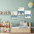 LYPHNX Set 3 12"x16" Framed Blue Ocean Nautical Nursery Canvas Wall Art Sea Turtle Whale Animal Painting Picture