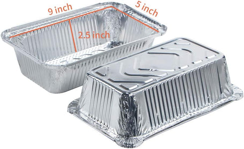 Webake Large Aluminum Foil Tin Pans 9 x 5 inch Disposable Aluminum Foil Take-out Containers 3 Lb Foil Bread Pan Loaf Pans Baking Pans For Cake Toast - Pack of 30 with Lids