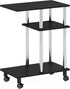 Furinno C-Shaped Rolling Side Table with Open Shelves - Americano & Stainless Steel